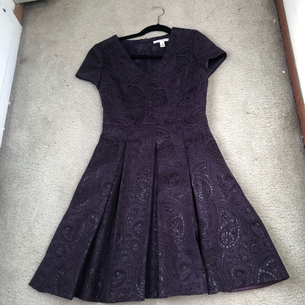 Purple paisley woven flare dress
